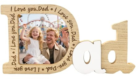 Dad Birthday Father Day Gift from Daughter or Son, 1Pc Wooden Dad Photo Frames Presents for Daddy Tabletop Decor for Home/Office