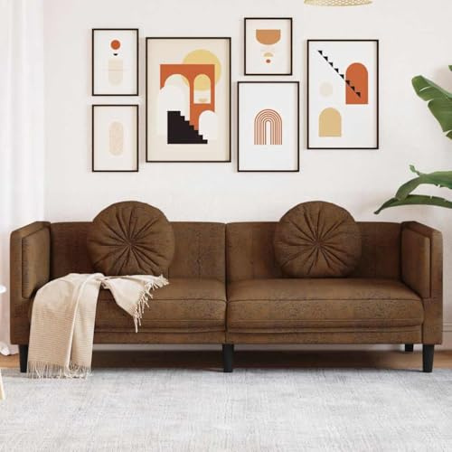 ChicAbode 3-Sitzer Sofa mit Kissen Braun Kunstleder Wildleder-Optik