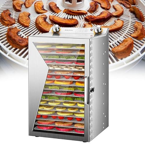 WEIMILOR Déshydrateur 12/18 Niveaux en Acier Inoxydable, 6 préréglages pour Fruits, légumes, Viande, Fleurs, contrôle de température 85°C, minuterie 24 Heures, déshydrateur,18Layers