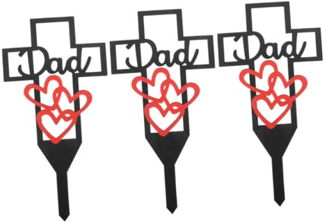 ifundom 3 Stück Metallisches Grabkreuz für Dad Gedenkstück für Friedhof Dekorative Grabstecker für Garten Trauerschmuck für Verstorbenen Wetterfestes Grab Ornament Liebevolle Erinnerung