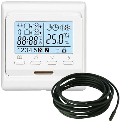 Digital Underfloor Heating Thermostat with Floor Sensor 16A Electric Heater also for boiler water heating systems