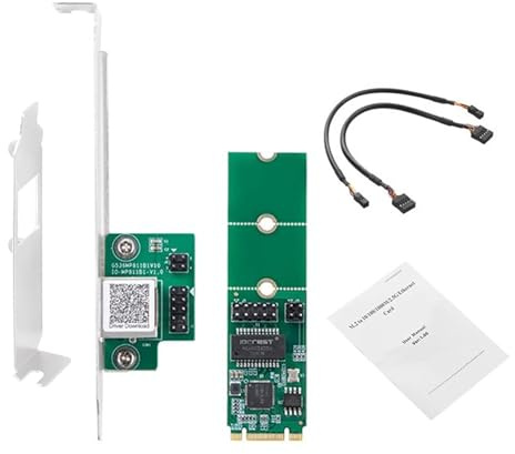Hkfgdjdl 2.5G Base-T Gigabits Adaptateurs réseau puce I225 2500Mbps M.2 2.5Gb Ethernet carte contrôleur RJ45 carte pour PC