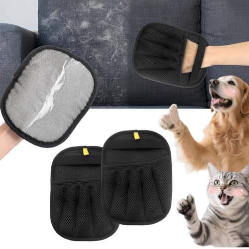 Fellmagnet 2 Stück – Tierhaarentferner Handschuh, Katzenhaarentferner & Hundehaare Entfernen, Wiederverwendbarer Haarentfernungshandschuh für Sofa, Kleidung & Möbel – Pet Hair Remover Glove