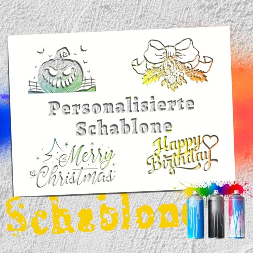 Personalisierte Sprühschablone aus PVC, Individuelle Motive & Buchstaben Schablone (A3/A4/A5/A6), Wiederverwendbare Malschablonen für Wand Textil Holz Keramik Kunststoff (Personalisierte Schablone)