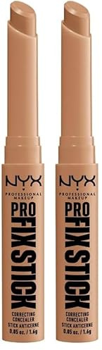 NYX Professional Makeup Pro Fix Stick, Corrector en Barra, Duración de hasta 12H, Enriquecido con Ácido Hialurónico, No Transfiere, Fórmula Vegana, Tono: Nutmeg (Paquete de 2)