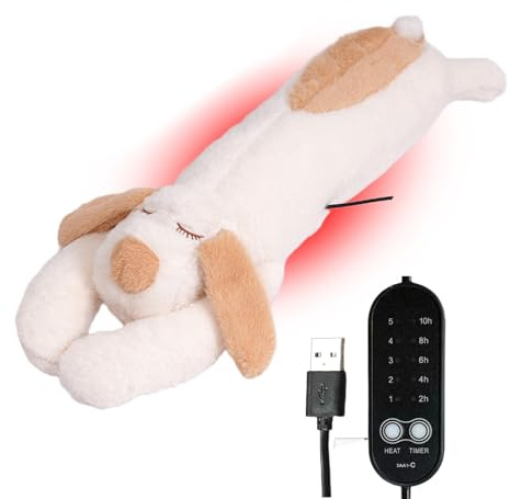 Jvjggag Wärmekissen-Stofftier Für Die Periode | Elektrisch Aufwärmbarer Niedlicher Hunde-Plüsch | USB-Heizkissen Mit Automatischer Abschaltung & Temperaturregelung | Für Bauch, Rücken, Schultern,