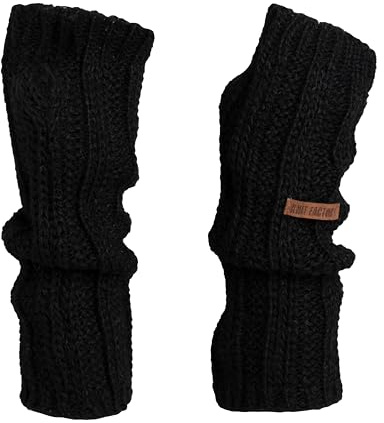 KNIT FACTORY - Nica Armstulpen | Gestrickte Armwärmer für Winter - Damen Handschuhe aus Wolle - Hochwertige Qualität - Warm un weich