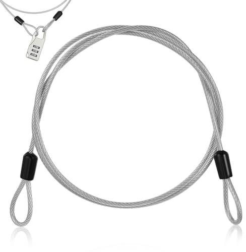 POPETPOP Câble de Sécurité en Acier Inoxydable Câble de Protection avec Doubles Boucles pour Vélo Bagages et Chaînes de Portail Robuste et Polyvalent Résistant à l’Usure