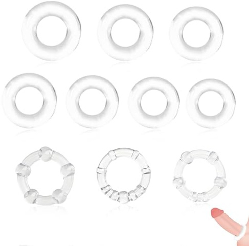 WHYCNJL 10 Pezzi Anelli Per Pene In Silicone, Per Uomini, Giocattolo Sessuale Per Coppie Per Una Forte Erezione