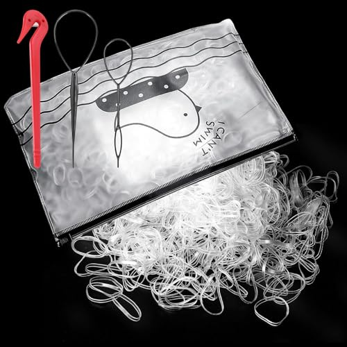 1000Pcs Hair Elastic Bands,Elastic Hairs Bands with Removal Hook and 2 Braid Tools,Small Elastic Bands for Hair,for Kids Hair Braiding,Wedding Hairstyle,Hair-Accessory