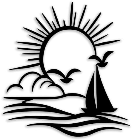 Sunset Sailboat Seagulls Metal Wall Decor - Ocean Scene Room Decor Nautical Wall Art Home Decor for Living Room, Bedroom, Dining Room, Office, Outdoor (Black)