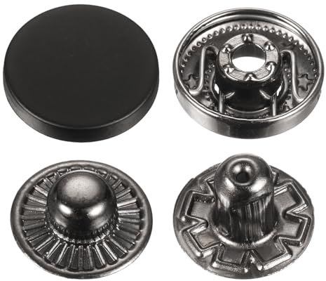 QUARKZMAN 30 Set 15mm Druckknopf, Metall Druckknöpfe Dunkel Schwarz | Legierung Aufnähen für DIY Handwerk Mäntel Leder Marine Boot Segeltuch Dunkel Kleidung