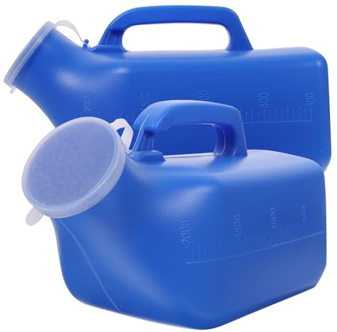 BIUDECO 2pcs Portable ’s Urinal Bottle 2000ml Lid and Tube Plastic Patient Urinal Pot for Home Use Male Portable for Travel and Elderly Care Blue Random Color Random Color