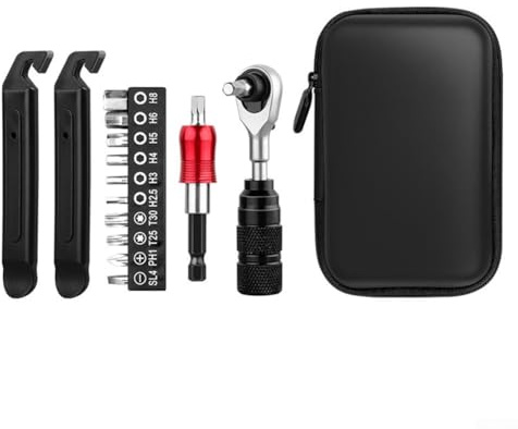 Juego de llaves dinamométricas para bicicleta de montaña y bicicleta eléctrica | Kit de herramientas de 10 piezas para bicicleta con llave de trinquete, varillas de extensión, palancas de neumáticos