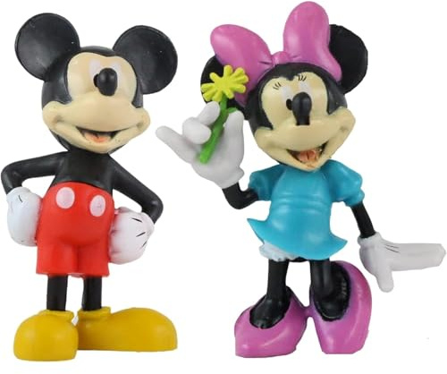Mickey Mouse and Friends 3D Figures - Highly Detailed 6-10cm Collectible Miniature Figures Perfect for Cake Toppers - (Mickey & Minnie)