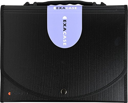 Exacompta - Ref 55934E - Exactive - Multipart expanderbar väska med handtag - 330 x 260 mm, idealisk för dokument i A4-storlek, 13 flikar, grå PP-avdelningar - Svart