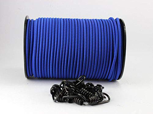 monoflex 6mm Expanderseil blau 20m +10 Spiralhaken Gummiseil Planenseil Haken Seil Plane