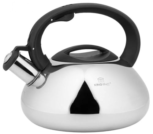 3 Liter Flötenkessel Whistling Kettle Induktion Teekanne Wasserkanne Wasserkessel Edelstahl (Silber Glanz)