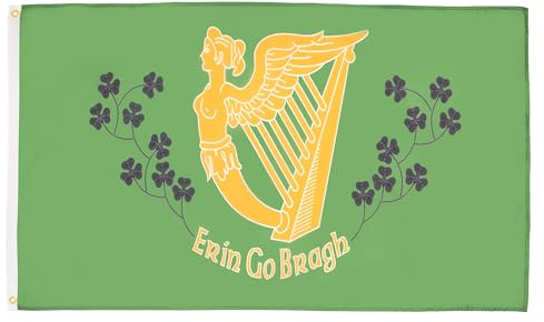 AZ FLAG Bandera Irlanda Erin Go Bragh 90x60 cm Poliéster 100D 2 Ojales | Uso interior y exterior Enseña irlandesa Ireland Erin Go Bragh costuras dobles y bordes reforzados con ojales metálicos