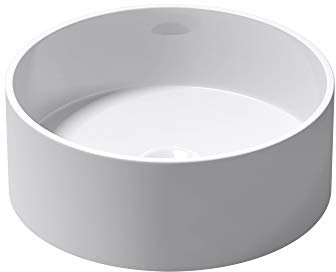 Mai & Mai Waschbecken rund Col804 Aufsatzwaschbecken 40x40x15cm in Weiß glänzend ohne Hahnloch und Überlauf