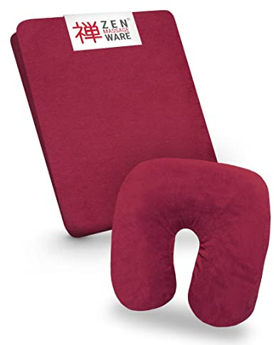 Zen stretchskyddsset för massageloffa och nackstöd, fluffig frottéhandduk, extra lätt att rengöra och tvättbar vid 60 °C, Oeko Tex 100, för alla vanliga kosmetiska bord och terapibänkar