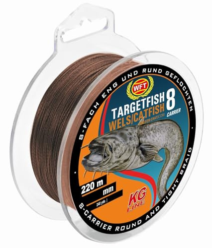 WFT TF8 Catfish Brown 0,60mm 220m 60Kg - Wallerschnur zum Angeln auf Waller, Welsschnur zum Wallerangeln, geflochtene Angelschnur