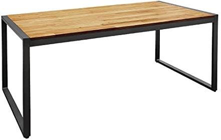 Bolero DS157 rechteckiger Stahl- und Akazienholztisch im industriellen Stil, 74cm x 180cm x 90cm