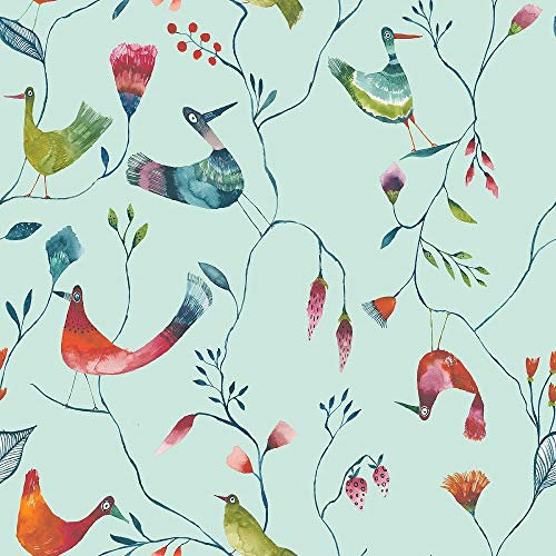 ecosoul Wachstuchtischdecke Birds türkis Schutzdecke Wachstischdecke PVC Leinen Prägung Breite:140cm Länge:150cm