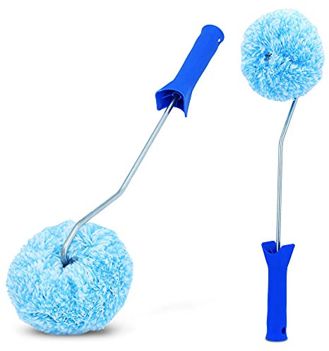Blue Dolphin™ Farbroller Eckenroller BLUEWHITE Profiqualität Farbwalze Ø 10,5cm mit 44,5 cm Bügel | Polyacryl Malerwalze Innen-Ecken-Roller Für Wandfarbe Emulsions- & Latexfarben | Ergonomischer Griff