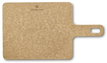 Victorinox Schneidebrett Handy, Klingenschonend, Spülmaschinenfest, Braun | Ideal zum Schneiden und Servieren von Obst oder Gemüse, aus Papierverbundstoff mit Griffloch, 22.9 x 19 cm