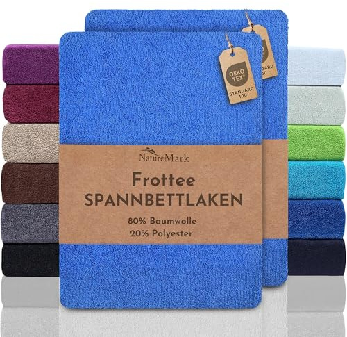 NatureMark Frottee Spannbettlaken 2er Pack – weich und atmungsaktiv, hautfreundlich, praktisch & pflegeleicht, langlebig, 80% Baumwolle & 20% Polyester, 140x200 cm - 160x200 cm, Royal Blau