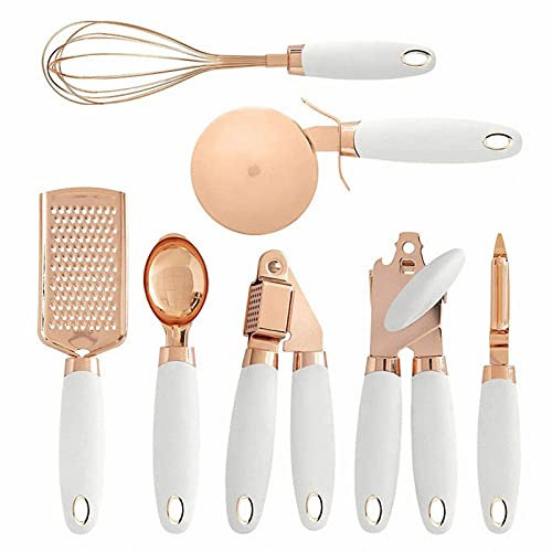 AJEYPMZ Juego de Herramientas de Cocina de Acero Inoxidable, Juego de 7 Piezas, decoración de Mesa para Cena, Kit de Utensilios de Cocina,White,7pcs