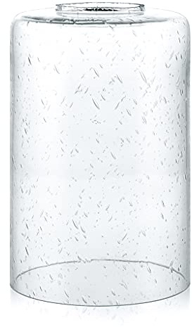Skelang Seeded Lip-Less Glass Lamp Shade, Cylindrical Light Cover with Fitter Opening, Replacement for Chandelier, Pendant, Bathroom Vanity Light