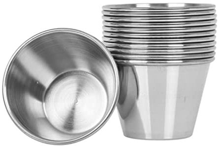 iplusmile Set of 12 Metal Round Sauce Cups Dipping Sauce Cups Stainless Steel for Salt Pepper