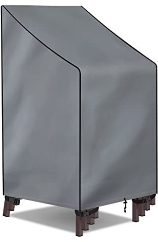 bonsport Abdeckung für Gartenstühle Hochlehner Wasserdicht - Gartenstuhl Abdeckung für bis zu 6 Stühle aus 600D Oxford Polyester - Schutzhülle Stapelstühle Hülle Gartenmöbel, grau