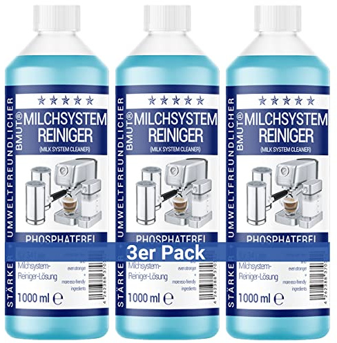 3 x 1000 ml Milk System Cleaner Concentrate for Fully Automatic Coffee Machine, Milk Frother, Milk Foam Cleaner, Universal for All Manufacturers
