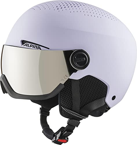 ALPINA ARBER Visor Q-LITE - hochwertiger & sicherer Skihelm für Erwachsene, mit waschbarem Innenfutter, mit kontrastverstärkendem Visier - Lilac matt - S (51-55 cm)