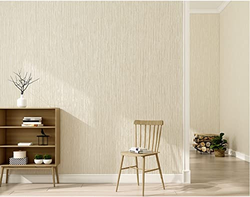 CULTS Hellbeige Vliestapete 9,5 m x 0,53 m Einfarbig Tapete Modernes Design Vertikaler Streifen Tapete für Flur Wohnzimmer Schlafzimmer Büro