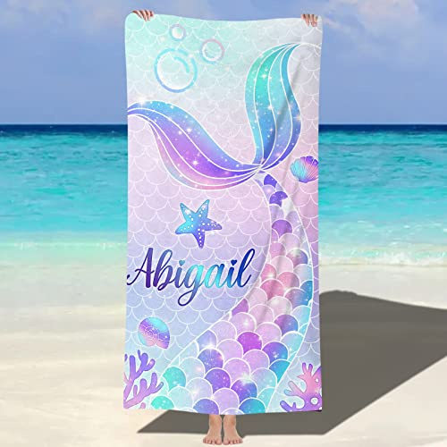 NIBESSER Personalisiertes Strandtuch mit Namen 76x152cm Mikrofaser Strandtuch schnell trocknendes Badetuch Personalisierte Geschenke für den Strand, Reise, Sauna