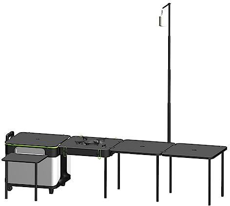 NOWLIN Table de Cuisson de Camping Portable Table de Cuisine Mobile avec cuisinière à gaz et Armoire de Rangement pour Pique-Nique Voyage à la Plage
