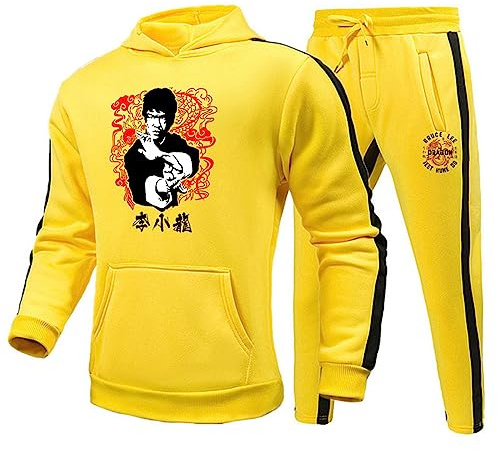 keepmore Li Xiaolong Hoodie et Joggers 3D Printed Tracksuit Set Outfit Kung Fu Martial Art Li Xiaolong Costume pour Homme Femmes