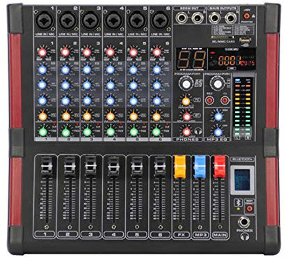 AGAATI Mesas de Mezclas de Estudio, mezcladores en Vivo Grabar 6 Canales (Mono) 99 Efecto DSP Función USB Mezclador de Audio Profesional Mezclador de DJ