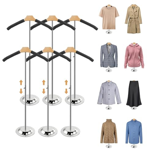 Fumingpal 20-35 Inch Height Adjustable Shirt Display Stand, T Shirt Display Stand for Vendors, Mannequin Torso for Clothing Dress Garment Coat Retail (Black, 6 Pcs)