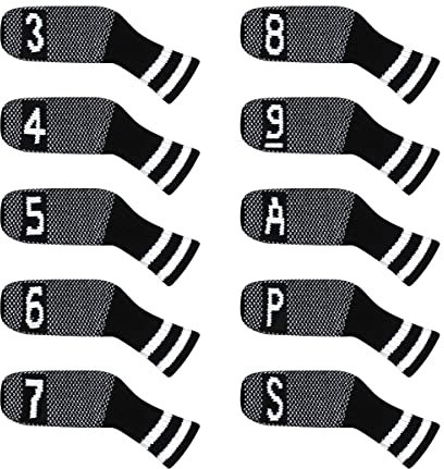 Scott Edward 10Pcs Golf Club Kopfbedeckungen für Eisen Niedlichkeit Grundsätzlich Socken Form Waschbare Durable Golf Club Kopfschutz Doppelseitiger Strick für Alle Marken Callaway, Ping, Taylormade