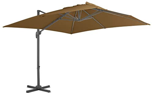 Camerina Ampelschirm mit Aluminium-Mast Taupe 300 x 300 cm Sonnenschirm Balkon Ampelschirm Windsicherung Sonnenschutz Terrasse