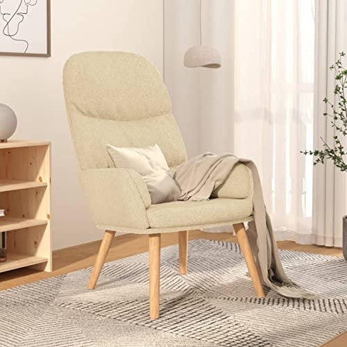 Homgoday Komfortabler Relaxsessel Creme - Stoff, Metall, Kautschukholz, 70 x 77 x 98 cm, Wohnzimmer Model340992
