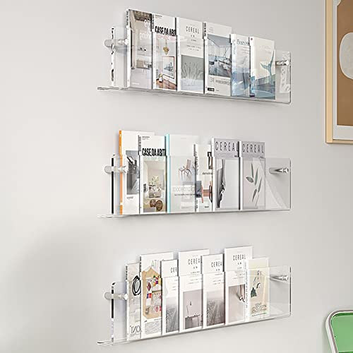 Prospekthalter aus Acryl zur Wandmontage, praktisches 3er-Pack Aufbewahrungsregal für Bücher, Zeitschriften und Zeitungen – idealer Organizer für Büros, Krankenhäuser und Eingänge
