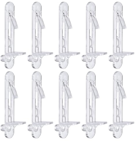 sourcing map Plastic Locking Shelf Pins, 20pcs Clear Self-Locking Shelf Support Pegs Shelf Clips Fit 6mm Hole 3/4(20mm) Thick Shelf for Bookcase Cabinets Kitchen