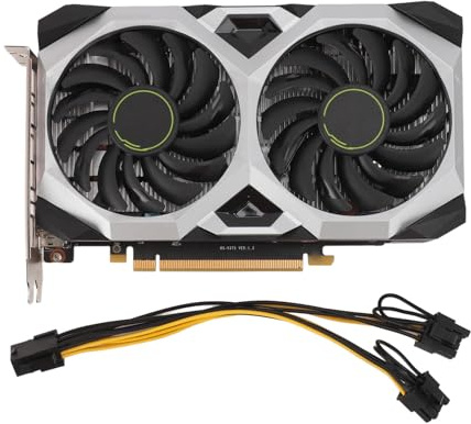 Yanmis Tarjeta Gráfica Super 1660, 192 bits 6 GB GDDR6 1815/14000 MHz, Tarjeta Gráfica para Juegos PCI Express 3.0, HDMI DP con Ventiladores Duales para Juegos de Oficina y PC