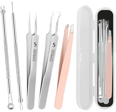 YGQQOY Pinzas para eliminar puntos negros, kit de herramientas para eliminar espinillas, pinzas de pelo encarnado, extractor de espinillas
